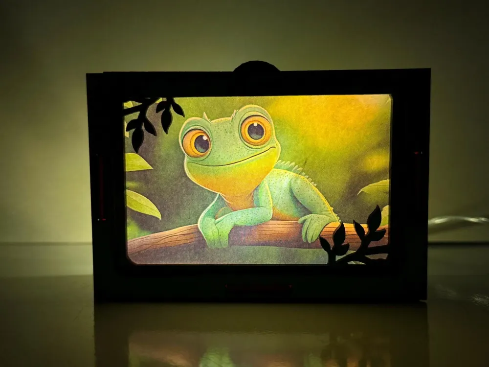 Cute Chameleon On The Tree Lamp Lantern | Artisan Wooden Night Lamp | Artiviesta London