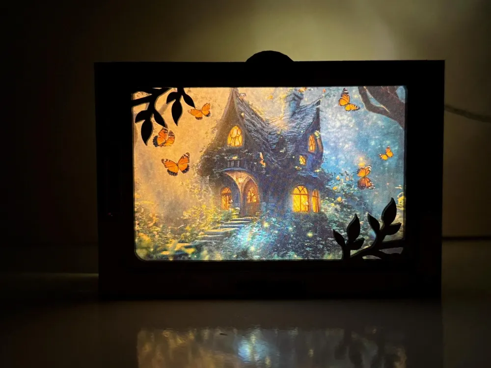 Dwarf Magical Butterflies House Fairy Night Lamp Lantern | Artisan Wooden Night Lamp | Artiviesta London