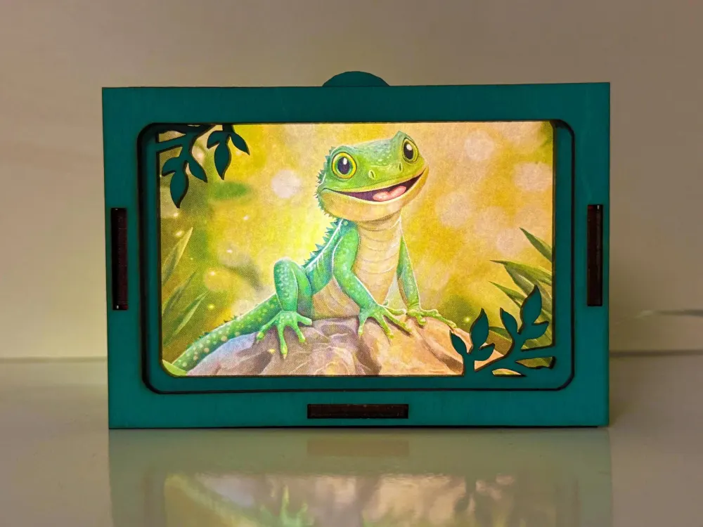 Cute Lizard On The Rock Lamp Lantern | Artisan Wooden Night Lamp | Artiviesta London