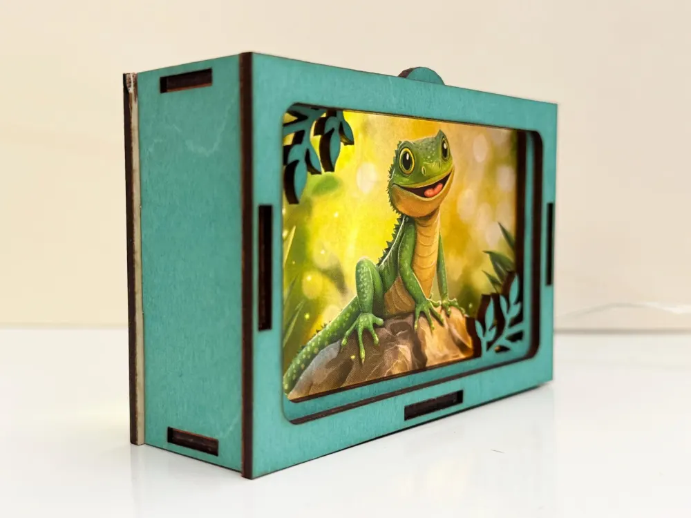 Cute Lizard On The Rock Lamp Lantern | Artisan Wooden Night Lamp | Artiviesta London