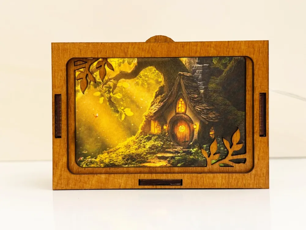 Hobbit House Fairy Night Lamp Lantern — handmade wooden night lamp in natural timber