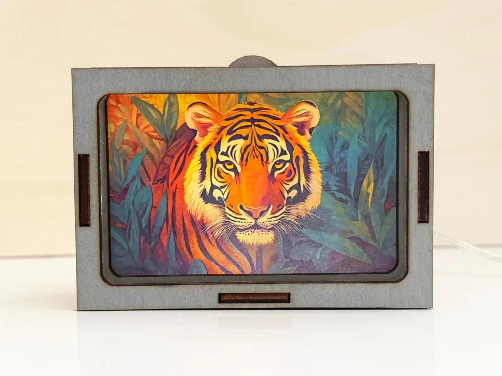 Tiger Art Jungle Night Lamp Lantern — handmade wooden night lamp in natural timber