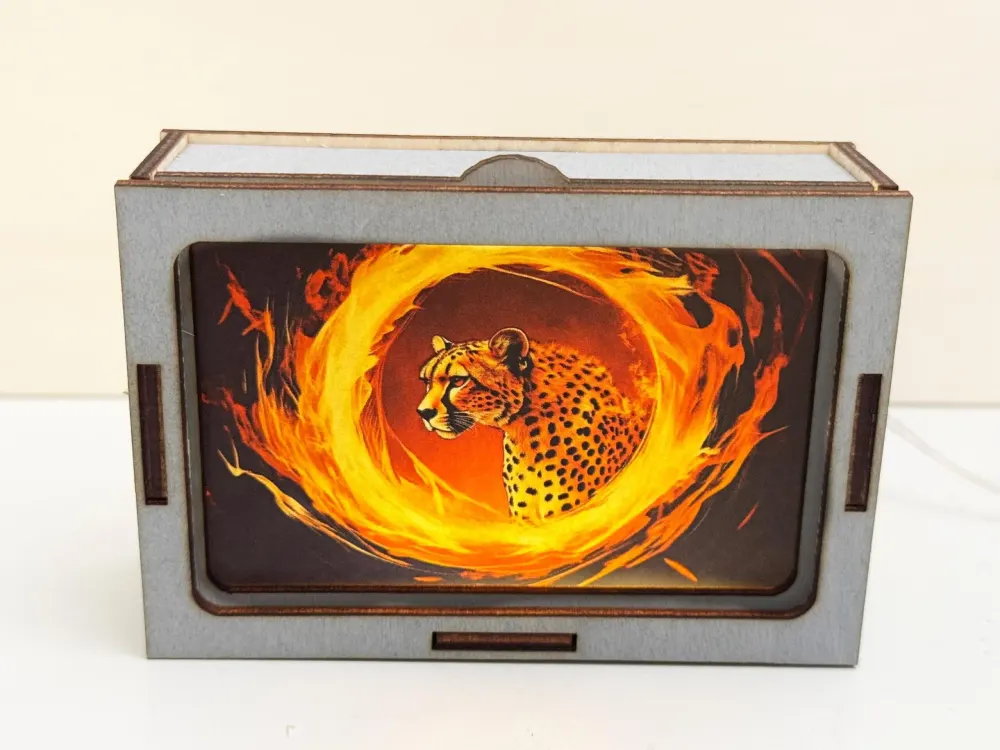 Cheetah In Flame Artistic Night Lamp Lantern | Artisan Wooden Night Lamp | Artiviesta London