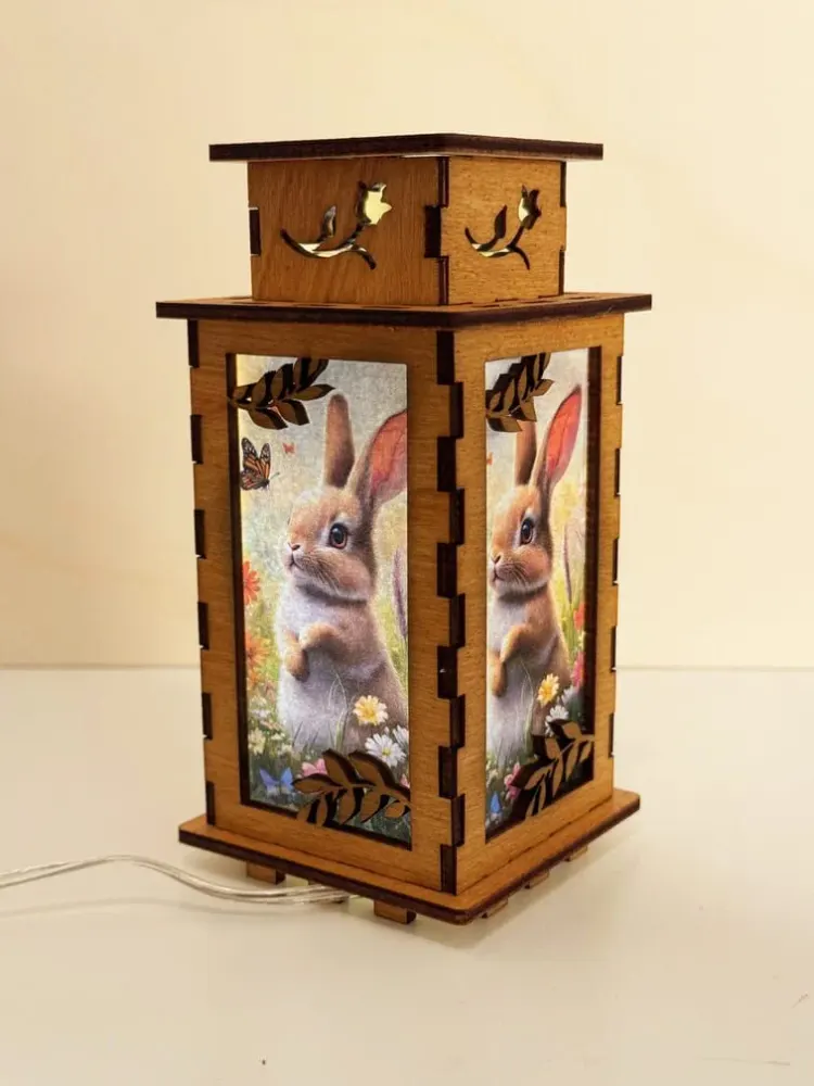 Cute Butterfly Bunny Lamp Night Light | Artisan Wooden Night Lamp | Artiviesta London