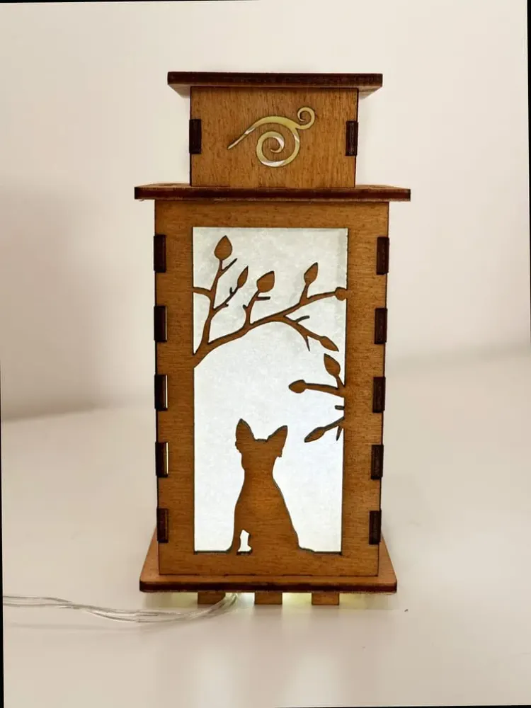 Handcrafted Chihuahua Wooden Art Lamp | Artiviesta Dog Night Light
