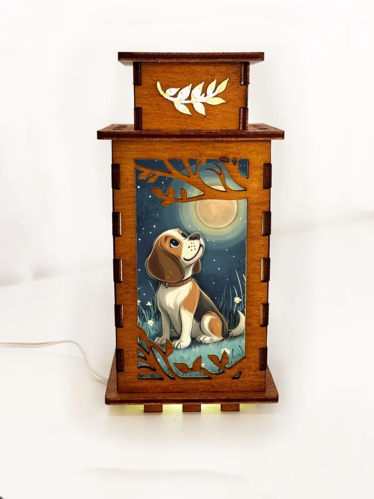 Beagle Dog Wooden Art Lamp – Cute Dog Night Light Gift Home Decor