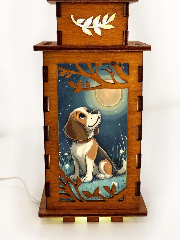 Beagle Dog Wooden Art Lamp – Cute Dog Night Light Gift Home Decor