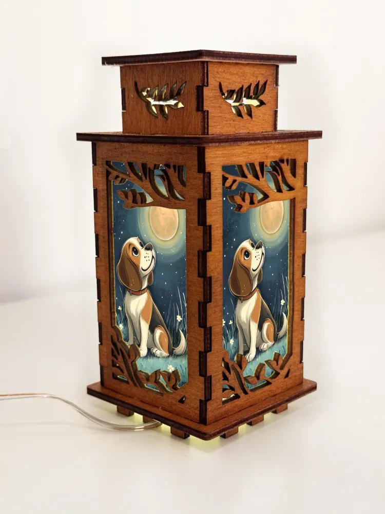 Beagle Dog Wooden Art Lamp – Cute Dog Night Light Gift Home Decor