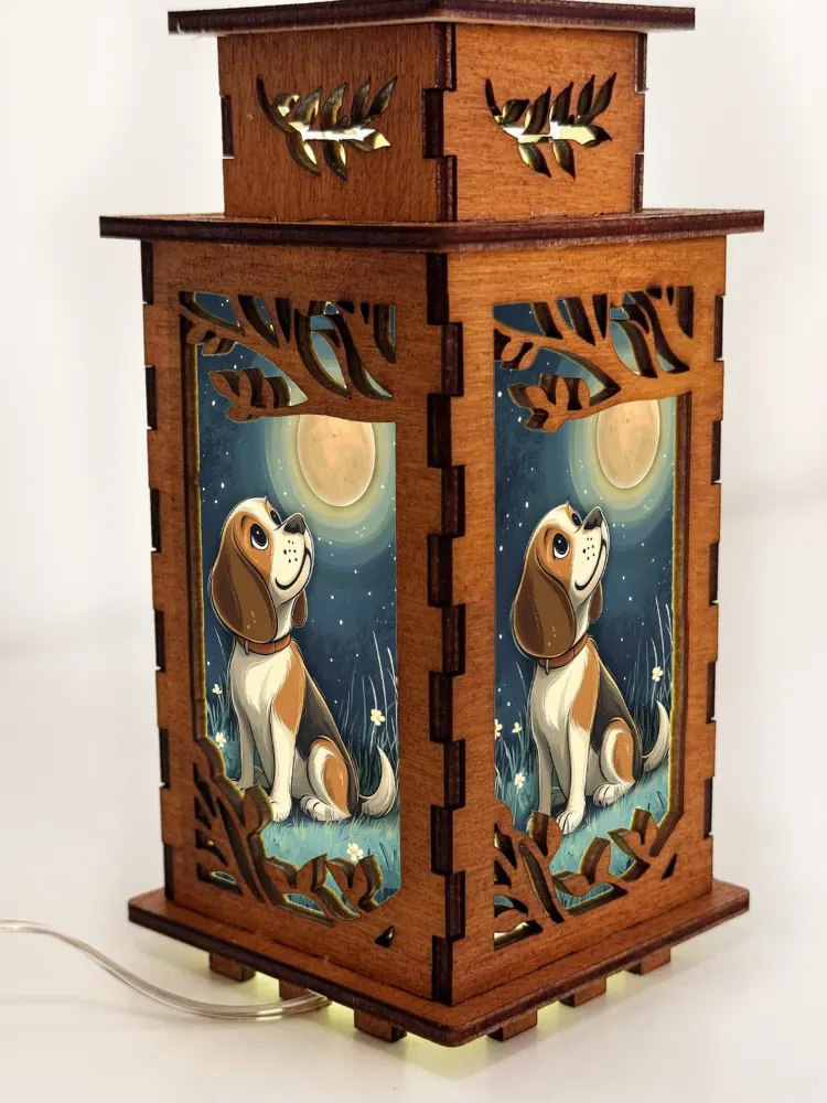Beagle Dog Wooden Art Lamp – Cute Dog Night Light Gift Home Decor