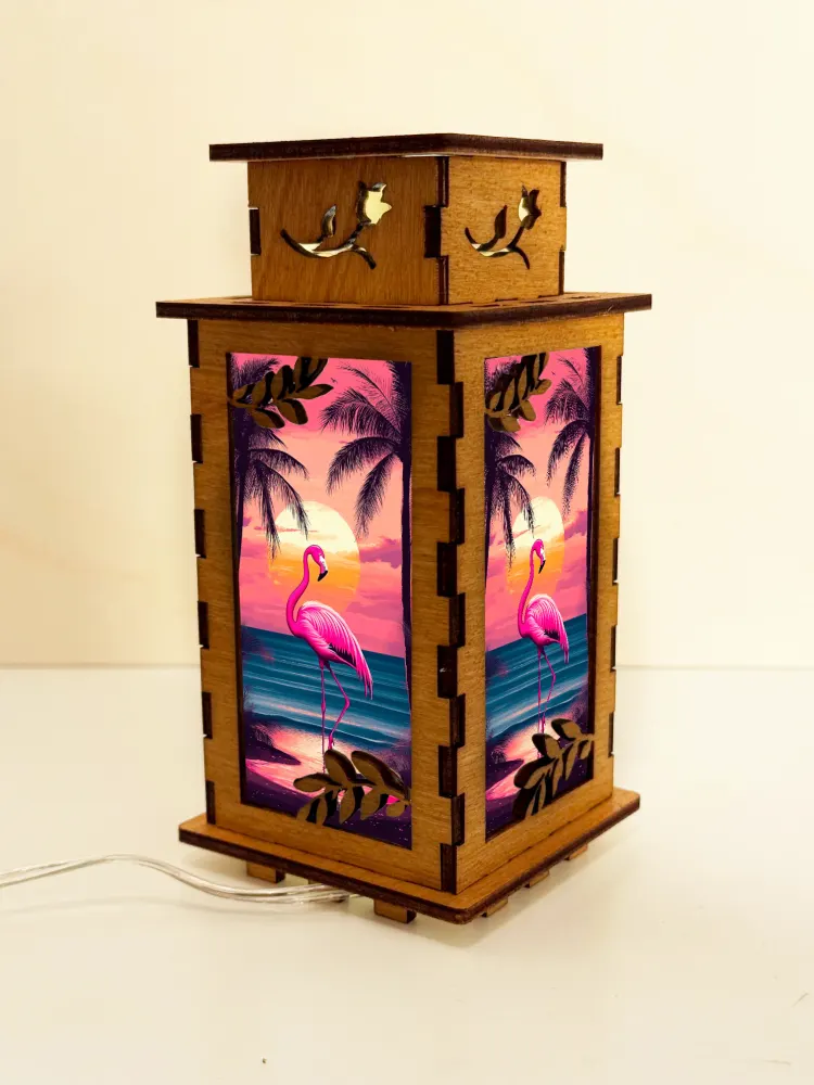 Flamingo Birds Wooden Night Lamp | Artisan Wooden Night Lamp | Artiviesta London
