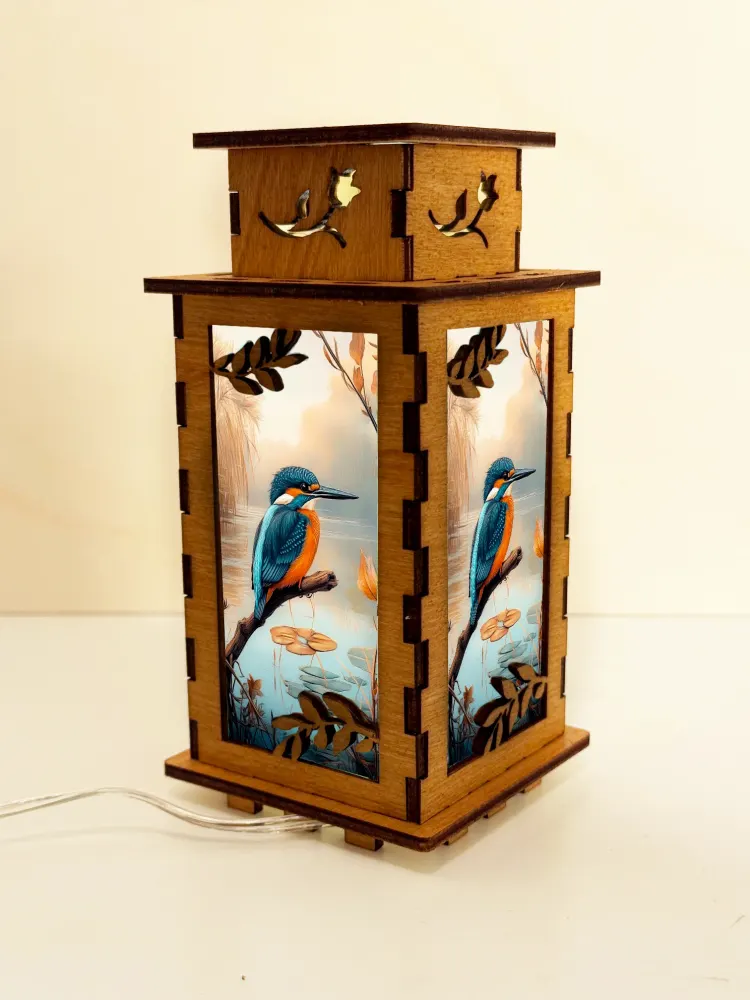 Kingfisher Bird Wooden Night Lamp | Artisan Wooden Night Lamp | Artiviesta London