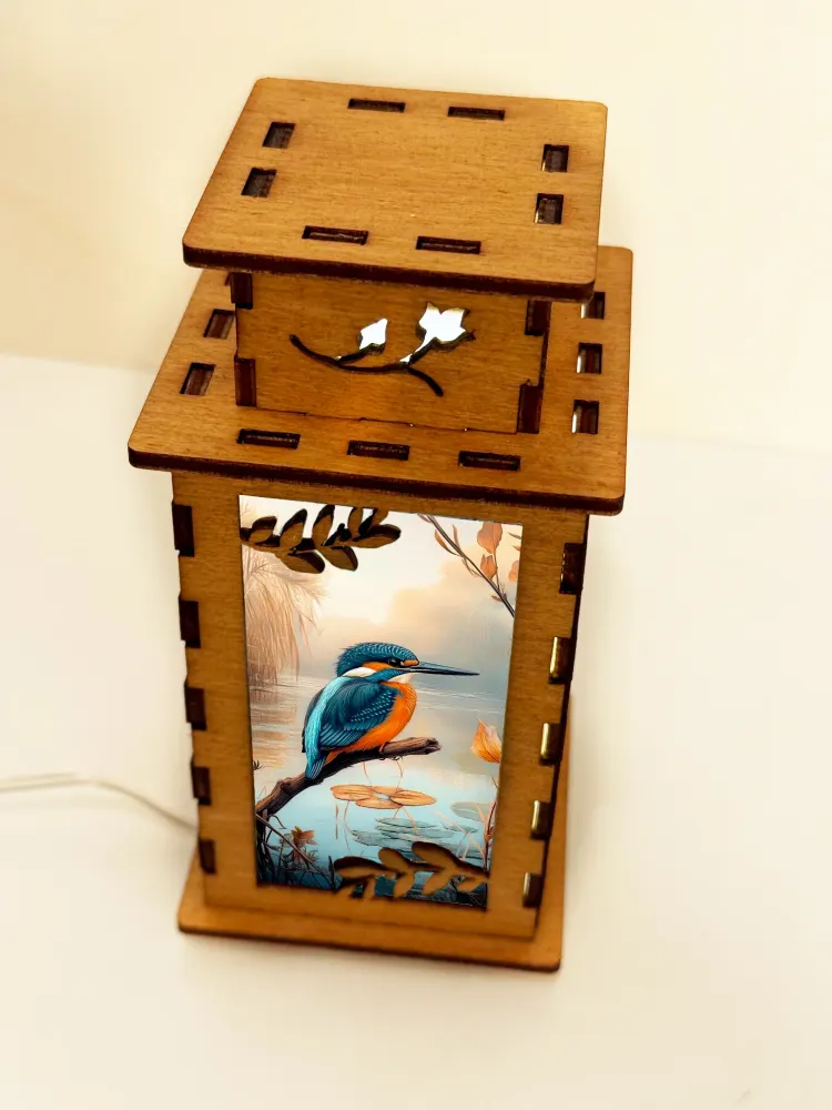 Kingfisher Bird Wooden Night Lamp | Artisan Wooden Night Lamp | Artiviesta London