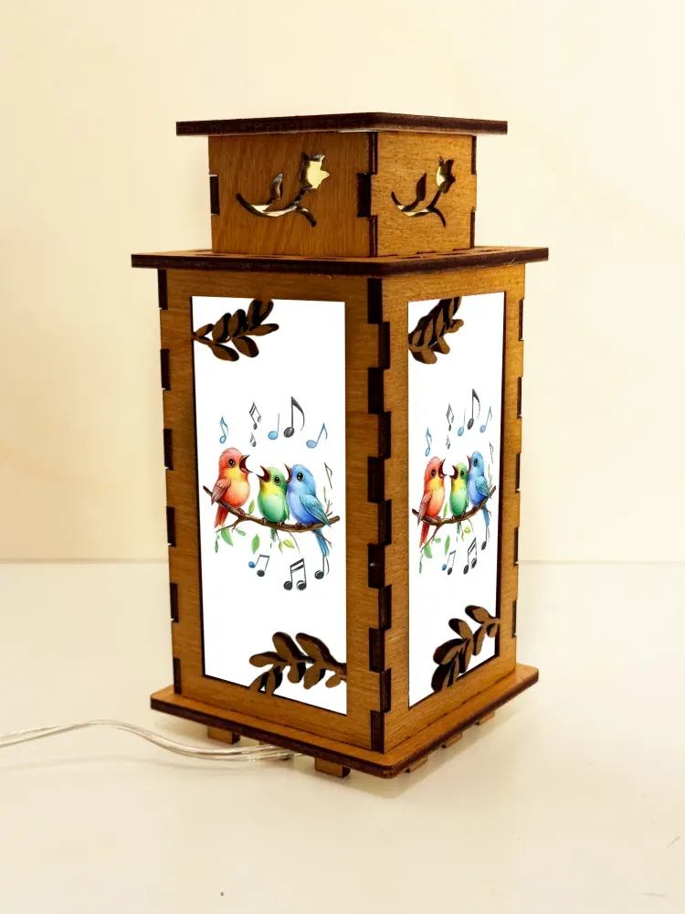 Singing Birds Wooden Night Lamp | Artisan Wooden Night Lamp | Artiviesta London