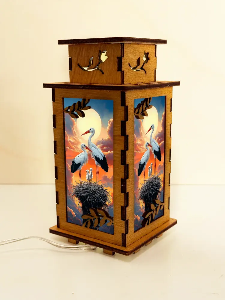 Stork Birds Wooden Night Lamp | Artisan Wooden Night Lamp | Artiviesta London