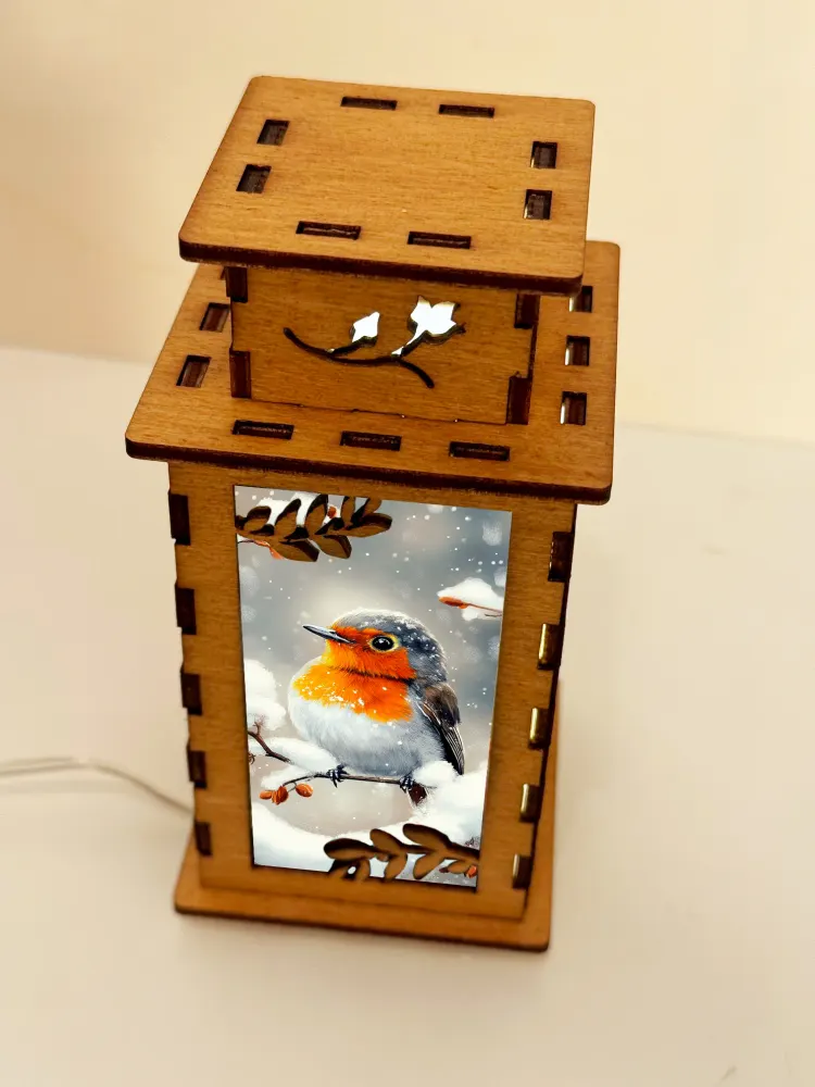 Robin Bird Wooden Night Lamp | Artisan Wooden Night Lamp | Artiviesta London