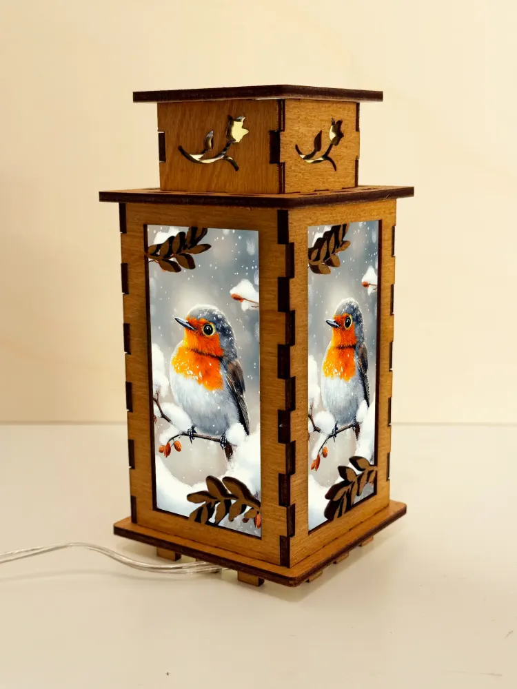 Robin Bird Wooden Night Lamp | Artisan Wooden Night Lamp | Artiviesta London