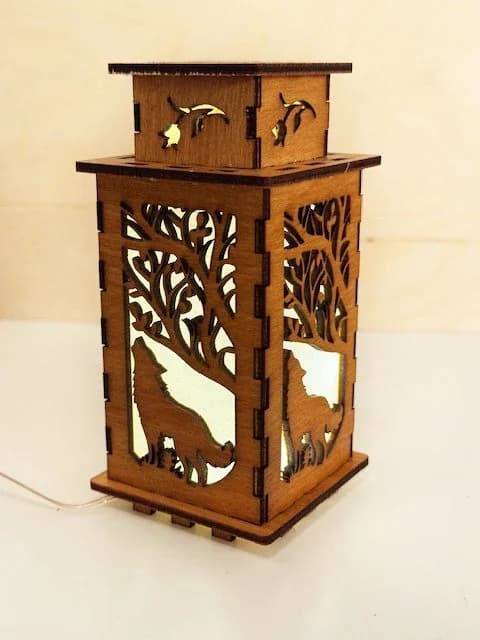 Wolf Wooden Night Lamp | Artisan Wooden Night Lamp | Artiviesta London