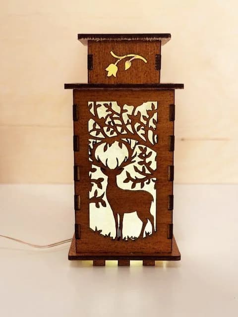 Forest Deer Wooden Night Lamp