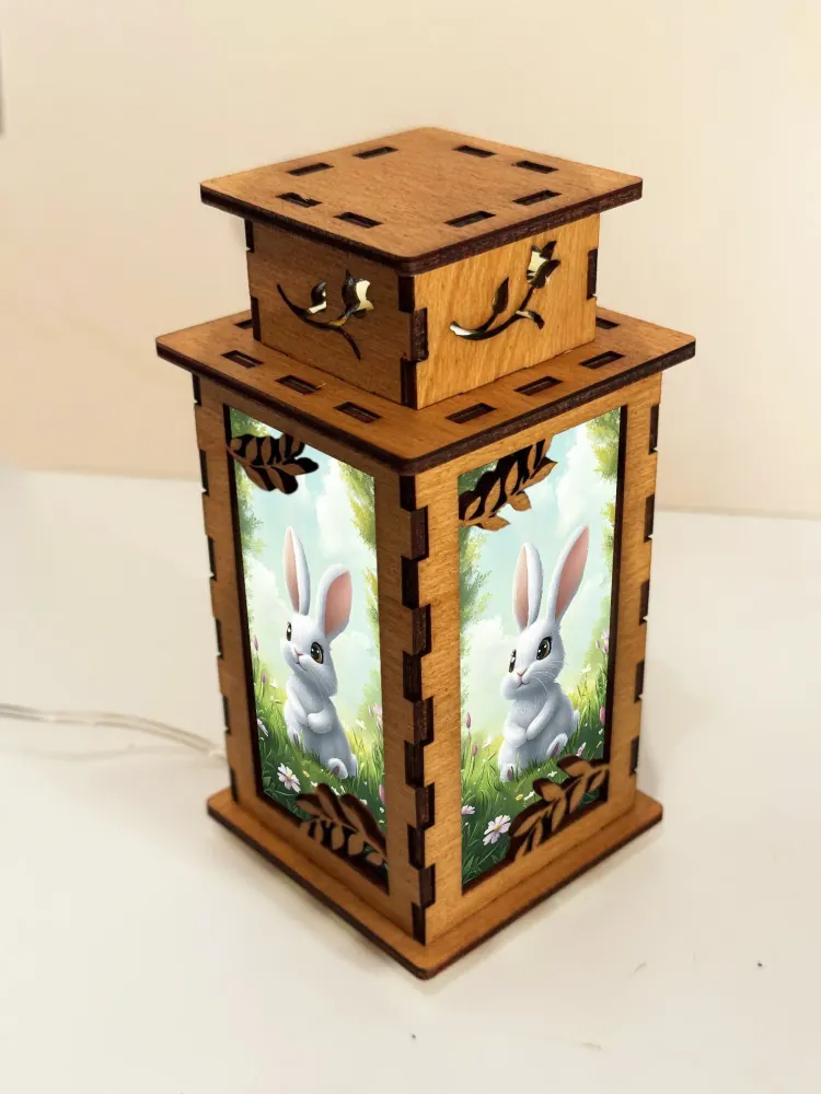 Bunny Meadow Wooden Night Lamp | Artisan Wooden Night Lamp | Artiviesta London