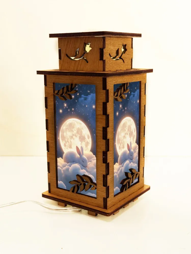 Bunny Moon Wooden Night Lamp | Artisan Wooden Night Lamp | Artiviesta London