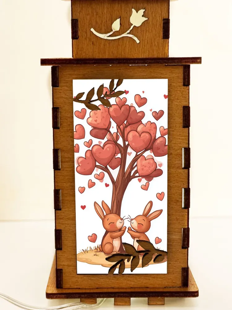 Love Bunny Wooden Night Lamp | Artisan Wooden Night Lamp | Artiviesta London