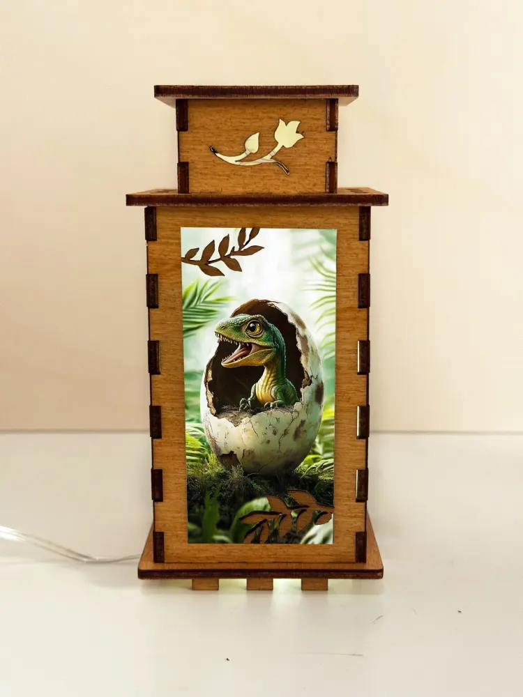 Dinosaur Egg Wooden Night Lamp — handmade wooden night lamp in natural timber