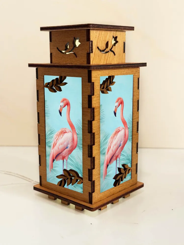 Flamingo Wooden Night Lamp | Artisan Wooden Night Lamp | Artiviesta London