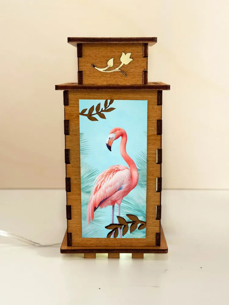 Flamingo Wooden Night Lamp — handmade wooden night lamp in natural timber
