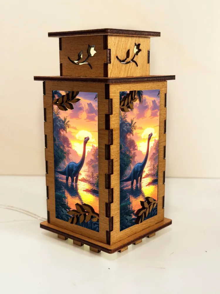 Dinosaur Diplodocus Wooden Night Lamp | Artisan Wooden Night Lamp | Artiviesta London