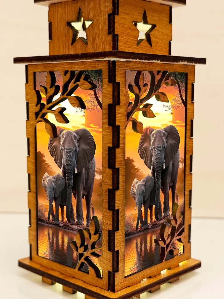 Giraffe Sunset Wooden Night Lamp | Artisan Wooden Night Lamp | Artiviesta London