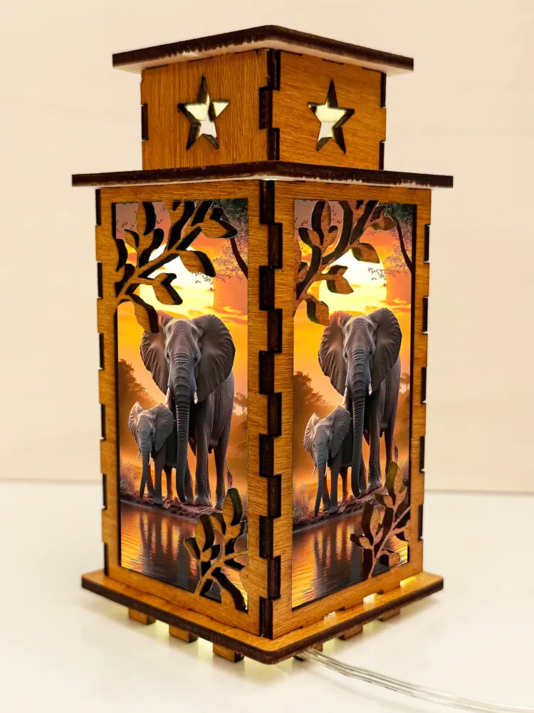 Giraffe Sunset Wooden Night Lamp | Artisan Wooden Night Lamp | Artiviesta London