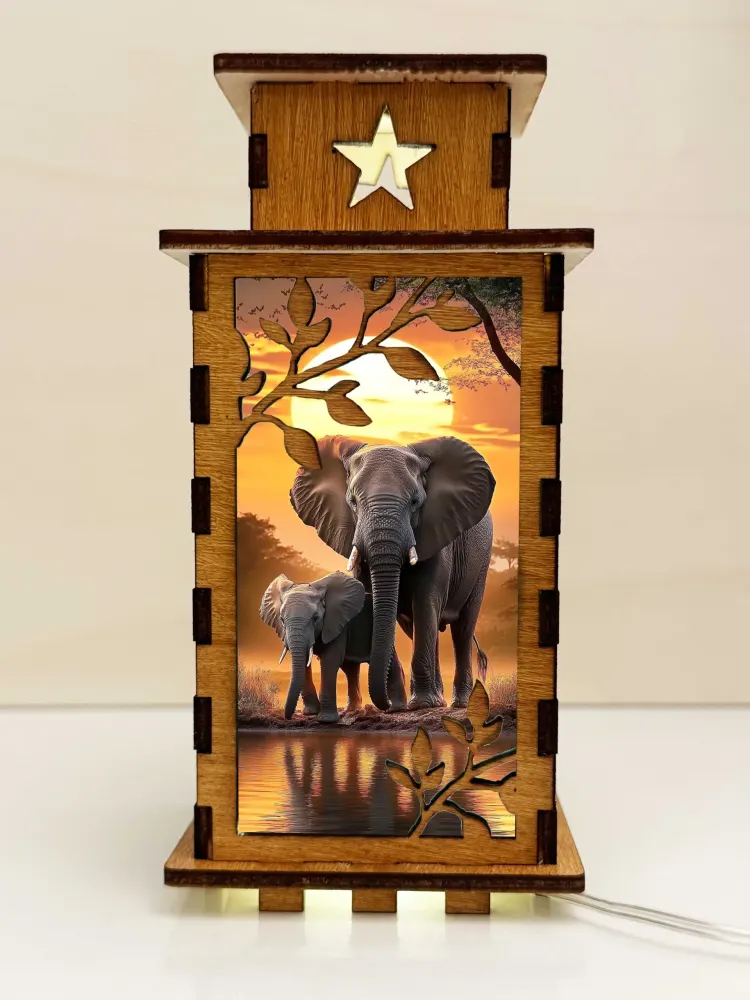 Giraffe Sunset Wooden Night Lamp | Artisan Wooden Night Lamp | Artiviesta London