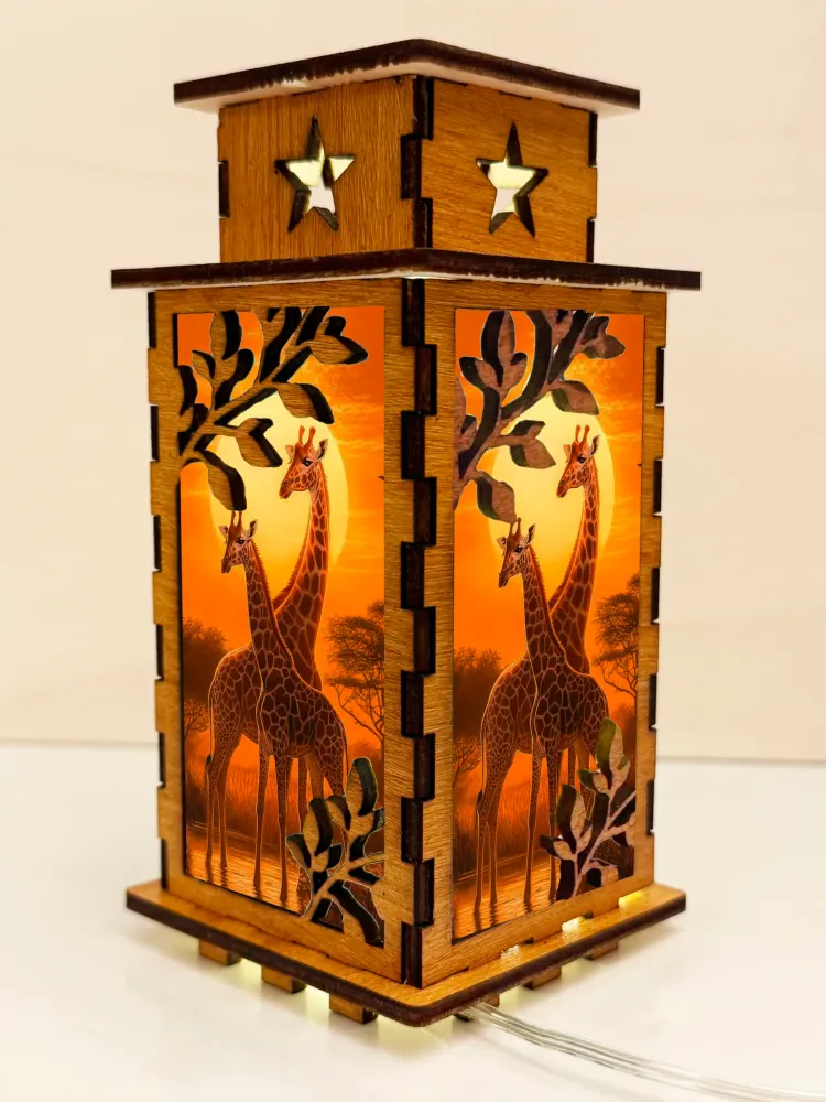 Giraffe Sunset Wooden Night Lamp by Artiviesta | Safari Ambient Light