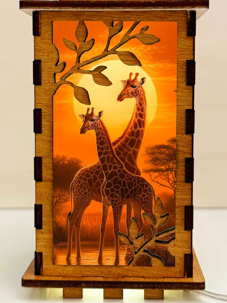 Giraffe Sunset Wooden Night Lamp by Artiviesta | Safari Ambient Light