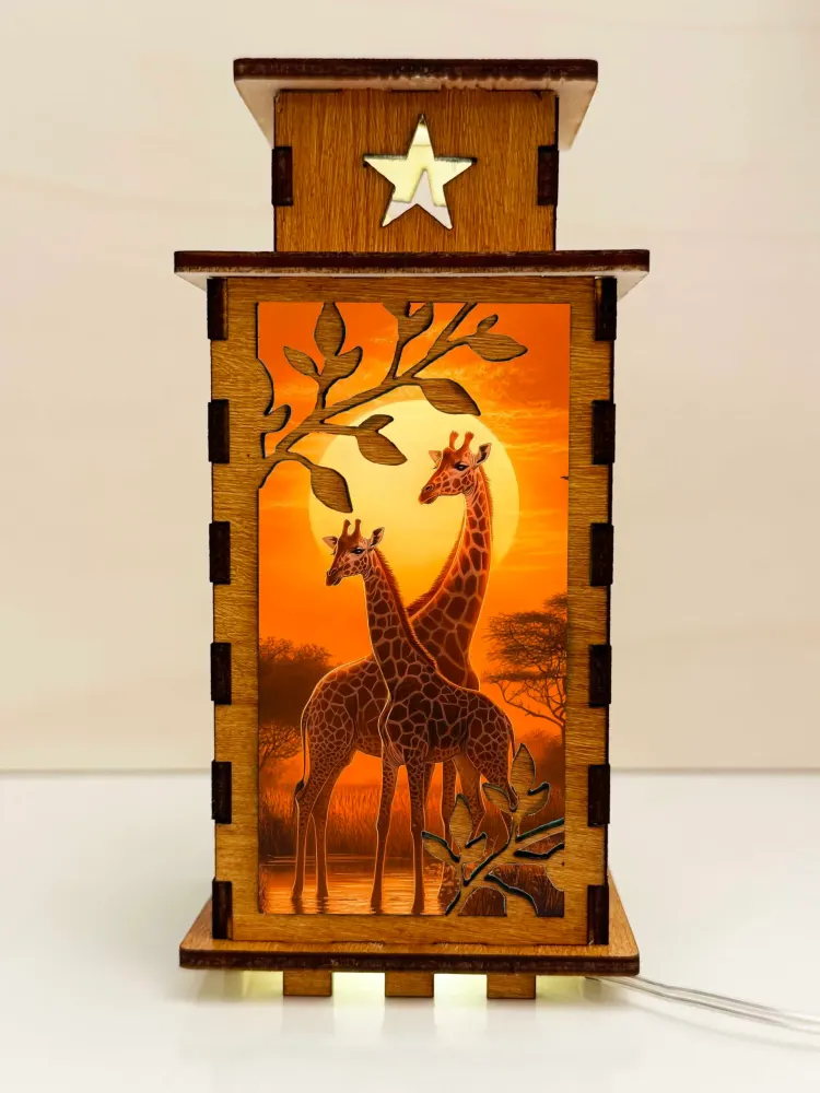 Giraffe Sunset Wooden Night Lamp by Artiviesta | Safari Ambient Light