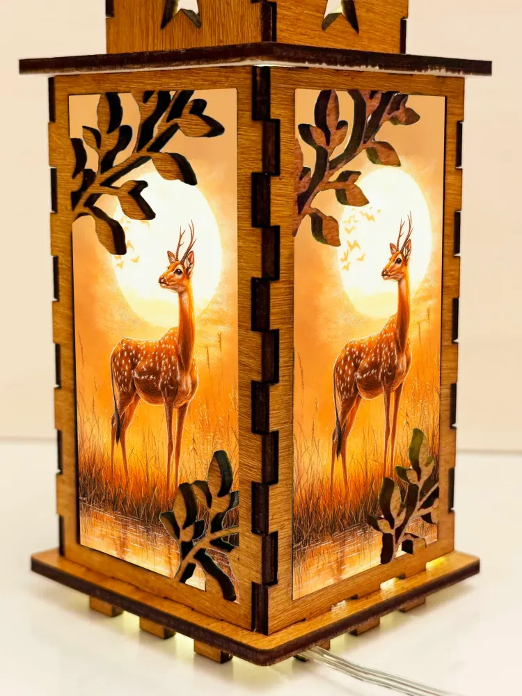 Gazelle Sunset Wooden Night Lamp | Artisan Wooden Night Lamp | Artiviesta London