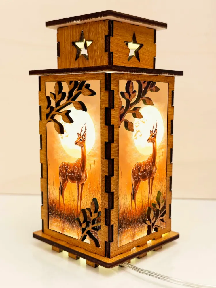 Gazelle Sunset Wooden Night Lamp | Artisan Wooden Night Lamp | Artiviesta London