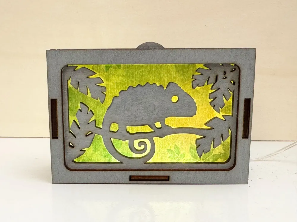 Chameleon On The Tree Lamp Lantern — handmade wooden night lamp in natural timber