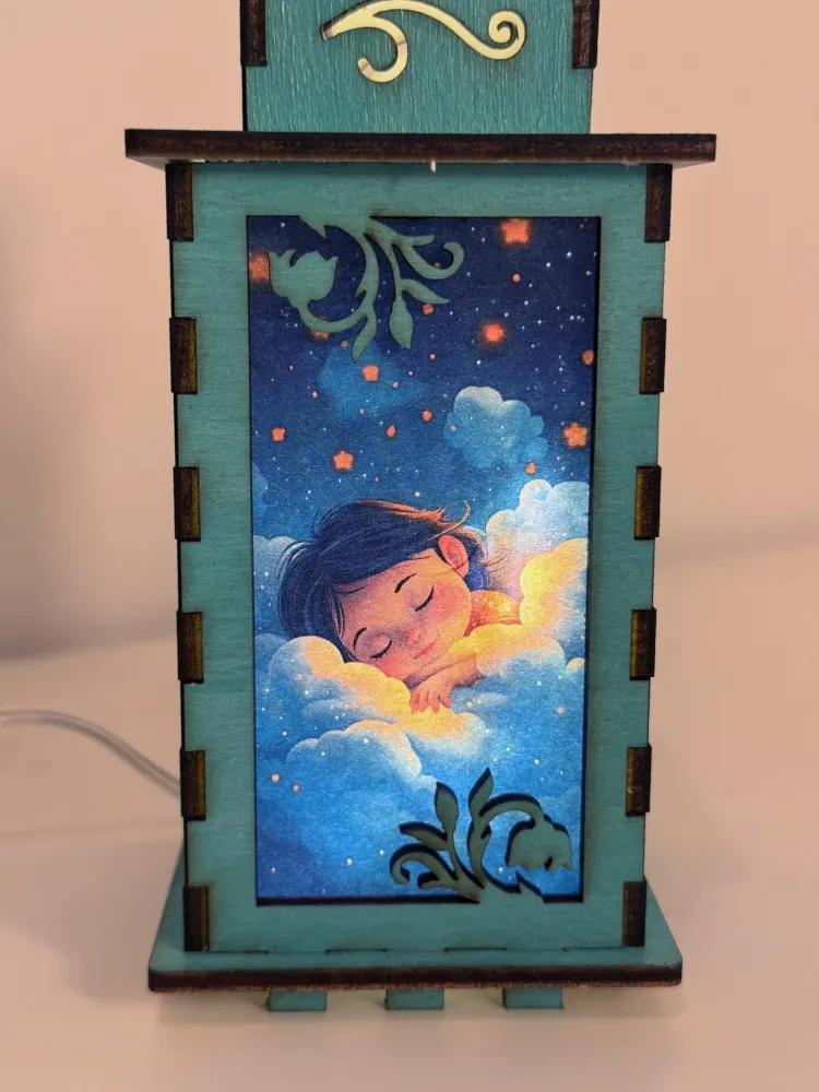 Sleeping Baby Kids Night Light Lamp Lantern | Artisan Wooden Night Lamp | Artiviesta London