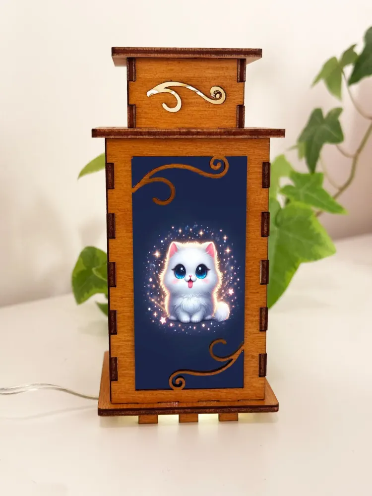Glowing White Cat Art Night Lamp Lantern