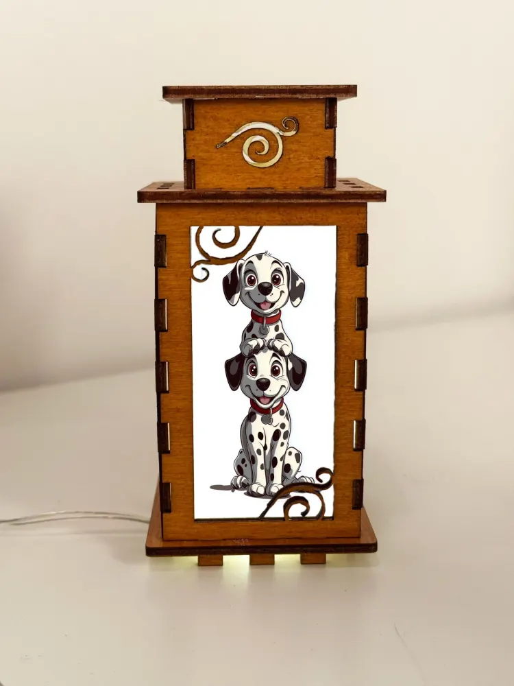 Handcrafted Artisan Dog Night Lamp — handmade wooden night lamp in natural timber