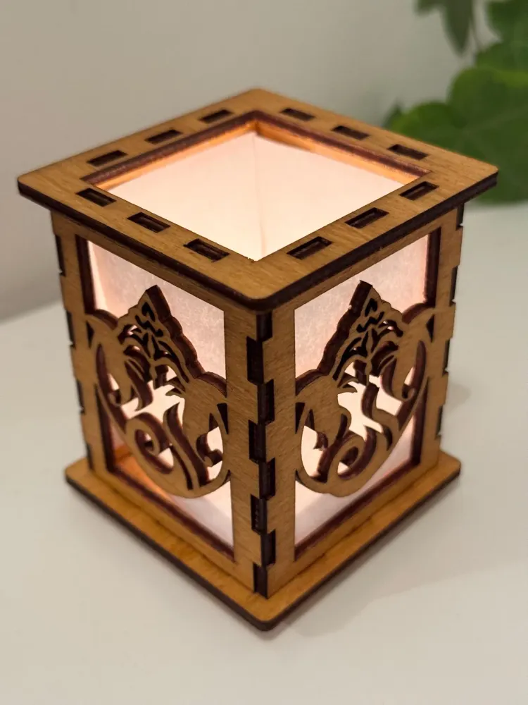 Lord Ganesha Art Tea Light Holder Candle Lamp | Artisan Wooden Night Lamp | Artiviesta London