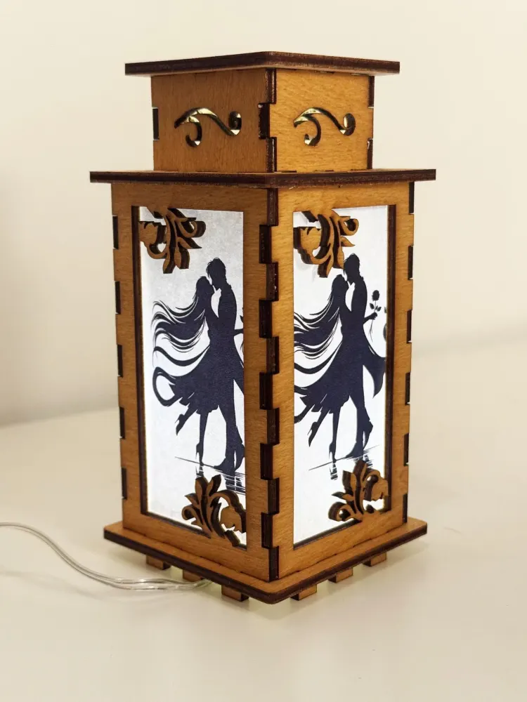 Love Couple Art Night Lamp Lantern | Artisan Wooden Night Lamp | Artiviesta London