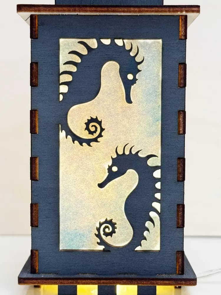 Seahorse Ocean Night Lamp Lantern | Artisan Wooden Night Lamp | Artiviesta London