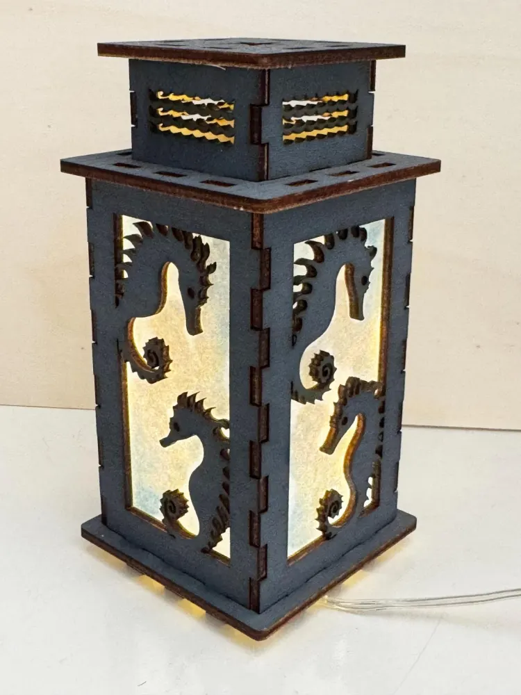 Seahorse Ocean Night Lamp Lantern | Artisan Wooden Night Lamp | Artiviesta London