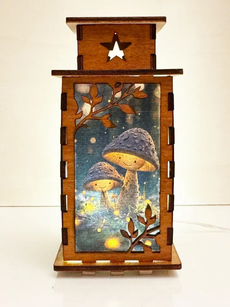 Mushroom Psilocybin Night Lamp Lantern | Artisan Wooden Night Lamp | Artiviesta London