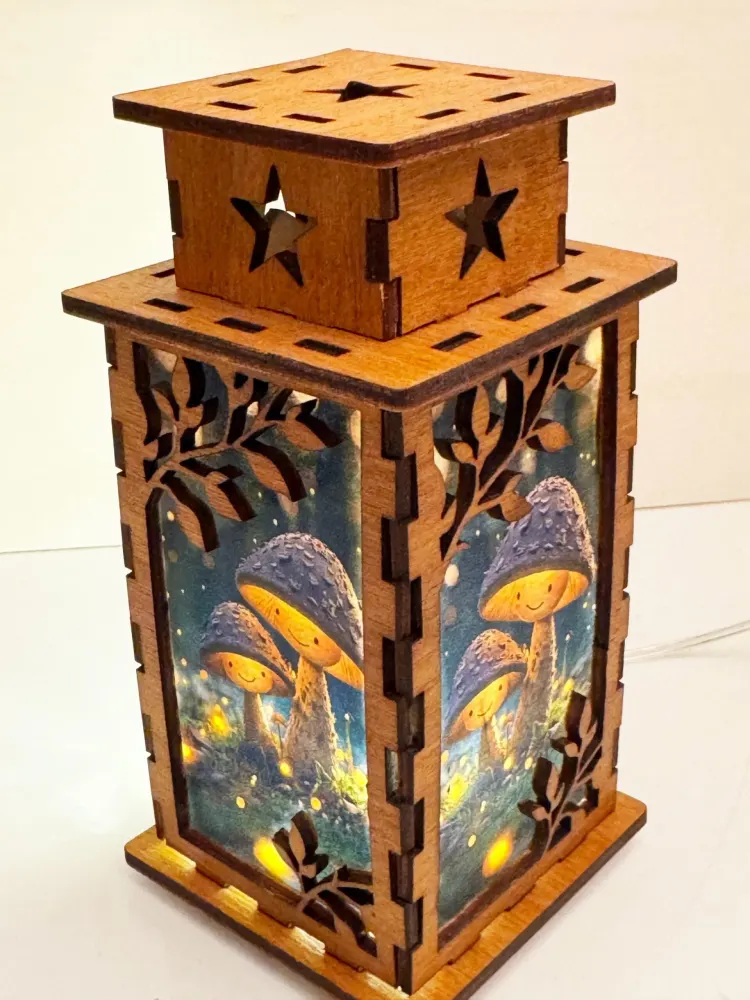 Mushroom Psilocybin Night Lamp Lantern | Artisan Wooden Night Lamp | Artiviesta London