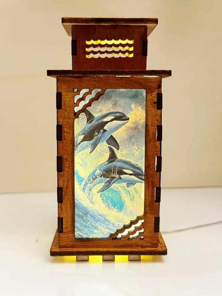 Orca Killer Whale Night Lamp Lantern | Artisan Wooden Night Lamp | Artiviesta London