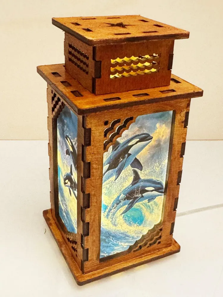 Orca Killer Whale Night Lamp Lantern | Artisan Wooden Night Lamp | Artiviesta London