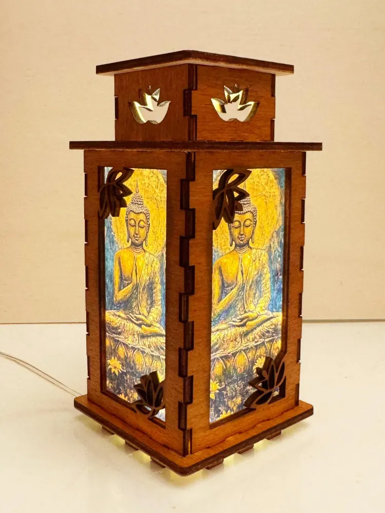 Buddha Glowing Night Lamp Lantern — handmade wooden night lamp